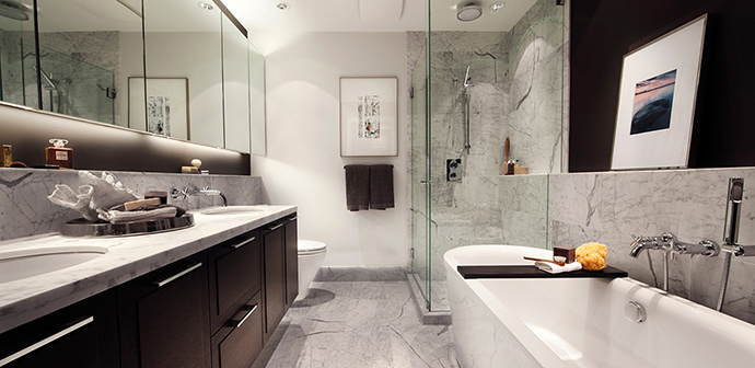 luxurious bathrooms at the Cressey Arbutus Ridge Vancouver Westside residences.