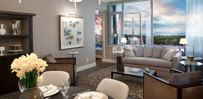 amazing light filled living space at the Vancouver Arbutus Ridge Westside apartments.