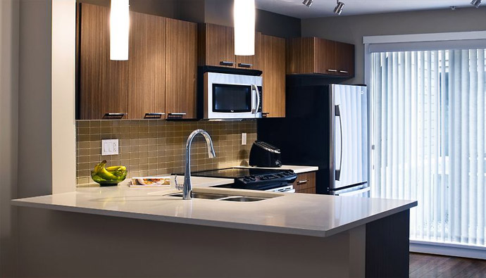The kitchens at the Port Coquitlam Aviva project.