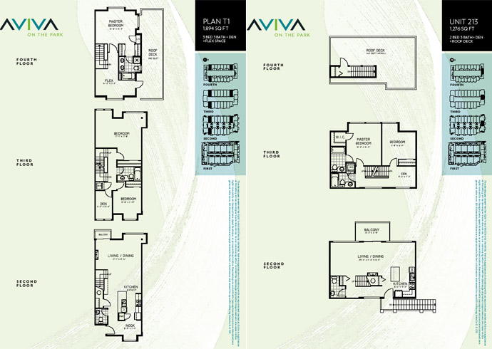 Newly released Aviva PoCo floor plans for the townhomes available.