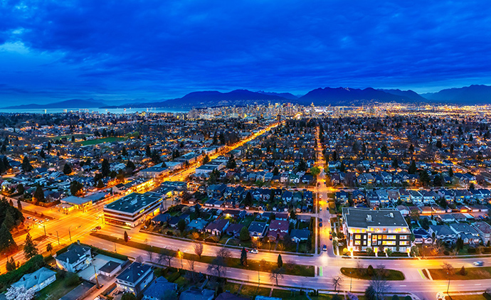 Aerial perspective of the Vancouver Westside location.