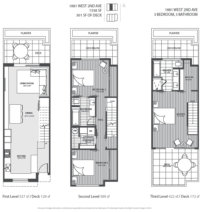 3 level Vancouver luxury home floor plan.