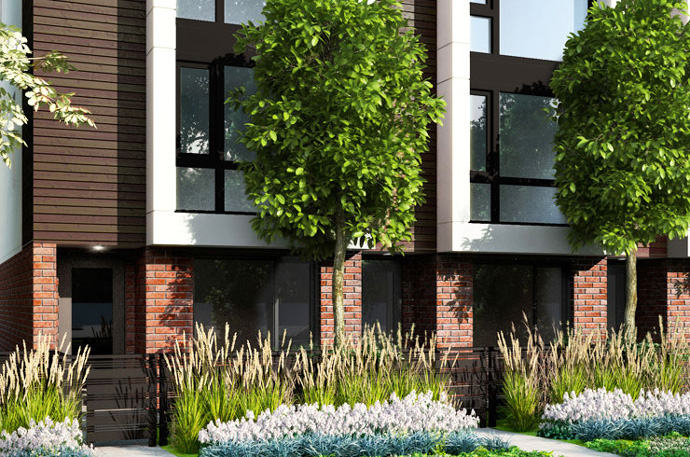 Another exterior rendering of the ultra luxurious Westside Vancouver homes for sale at Blanc Modern by Airey Group.