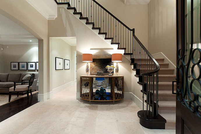Even the entrance with views of the spiral staircase is magnificent at the Shaughnessy Crescent on McRae development.
