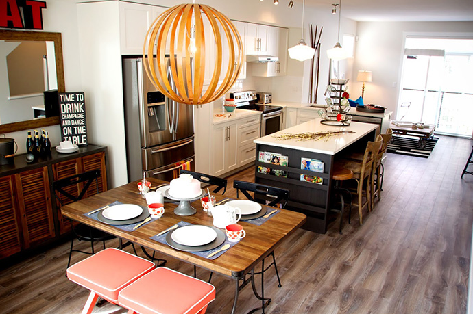 Gourmet kitchens at The Grove at Cambridge Town Homes in Surrey.