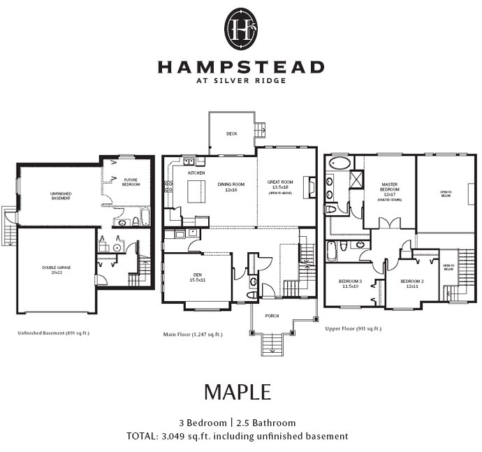 Sample Hampstead floor plan at Silver Ridge Maple Ridge.