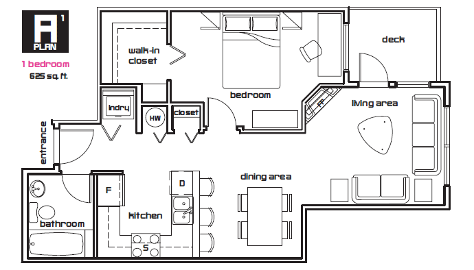 The Surrey Hub floorplans for one and den layouts.