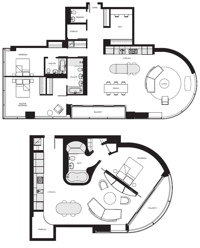 Two sample luxury Vancouver Jameson House floor plans that feature organic suites.