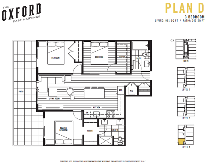 Three bedroom Oxford East Hastings floorplan.