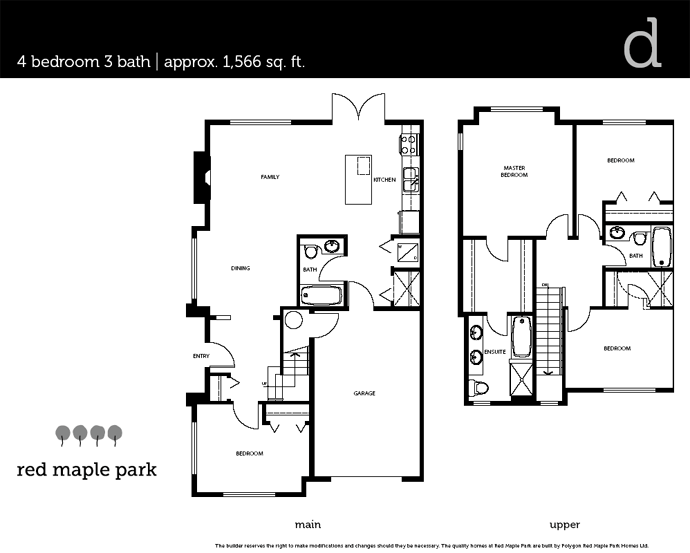 Floor Plan D at Red Maple Park Langley townhome community.