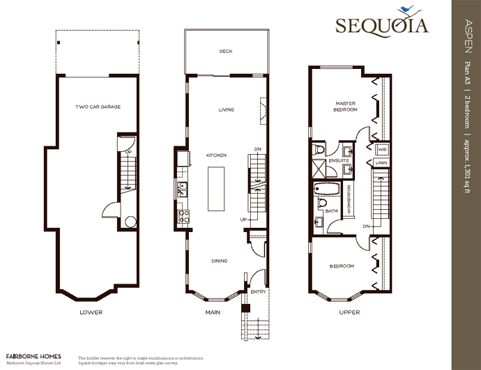 2 Bedroom Sequoia Surrey townhouse floor plan
