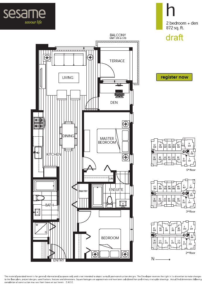 A Sesame Vancouver two bedroom plan.