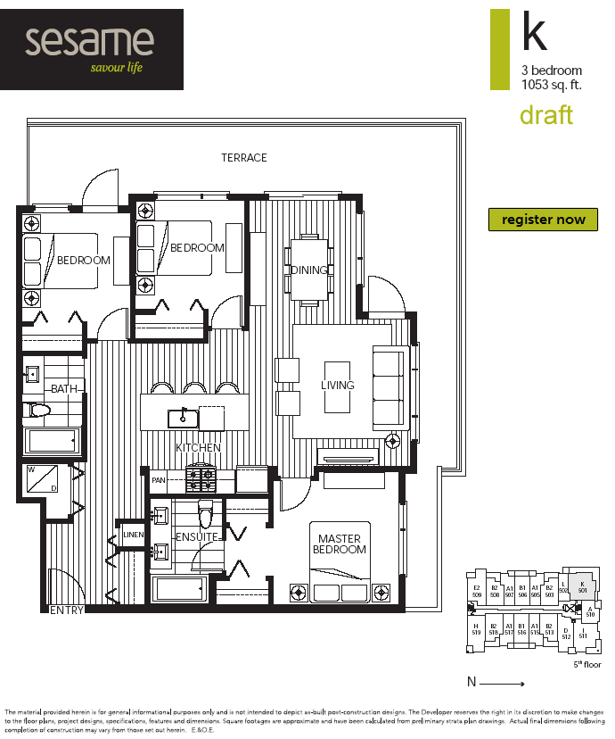 Family friendly floor plan at the East Vancouver Sesame condos.