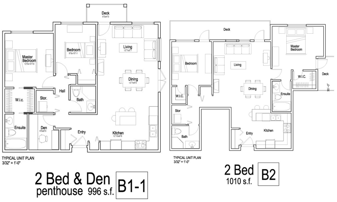 Spacious floor plans with one and two bedroom layouts.