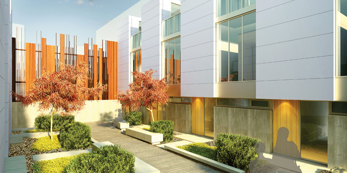 The Sixth and Willow courtyard rendering in this West Side Vancouver real estate development