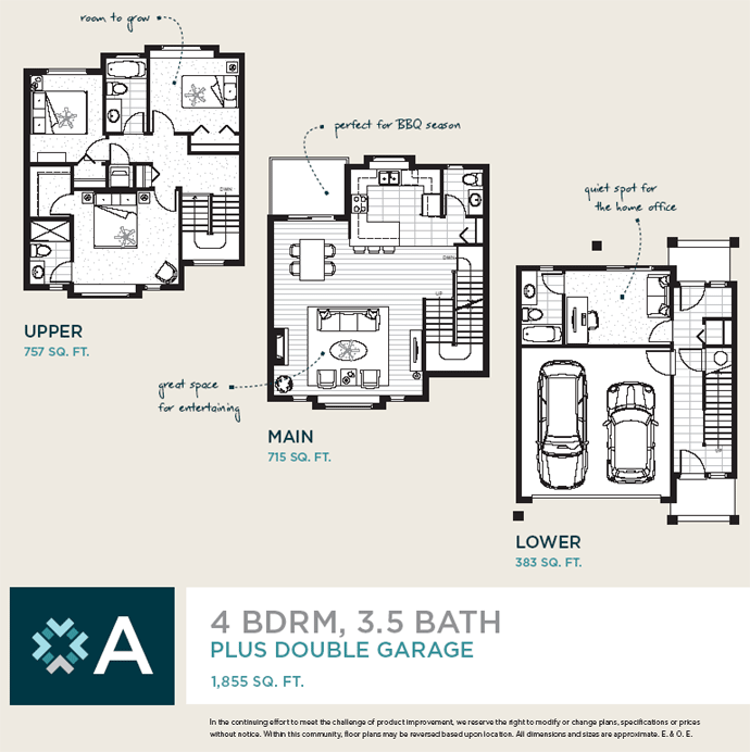Floor Plan A at Westmark Development Group's South Pointe Cove Townhomes in Steveston Richmond