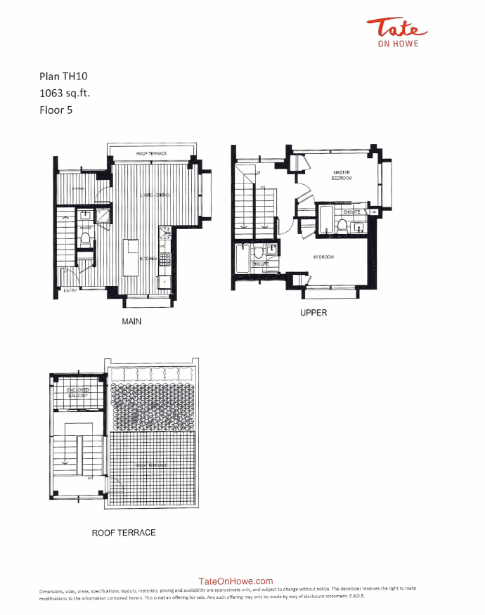 Floor plan for TATE on Howe Townhomes.