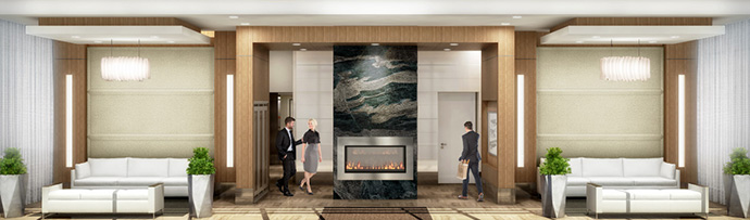 Beautiful entrance lobby for the new Burquitlam Uptown2 Coquitlam condo lobby.