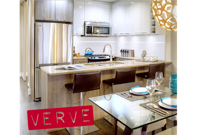 The spectacular interior finishes at the pre-construction Surrey VERVE Condos.