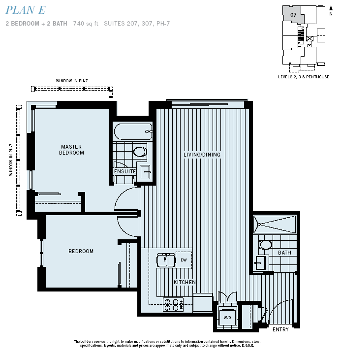 Large 2 bedroom Westside Vancouver floorplan available at The Westerley Residences.