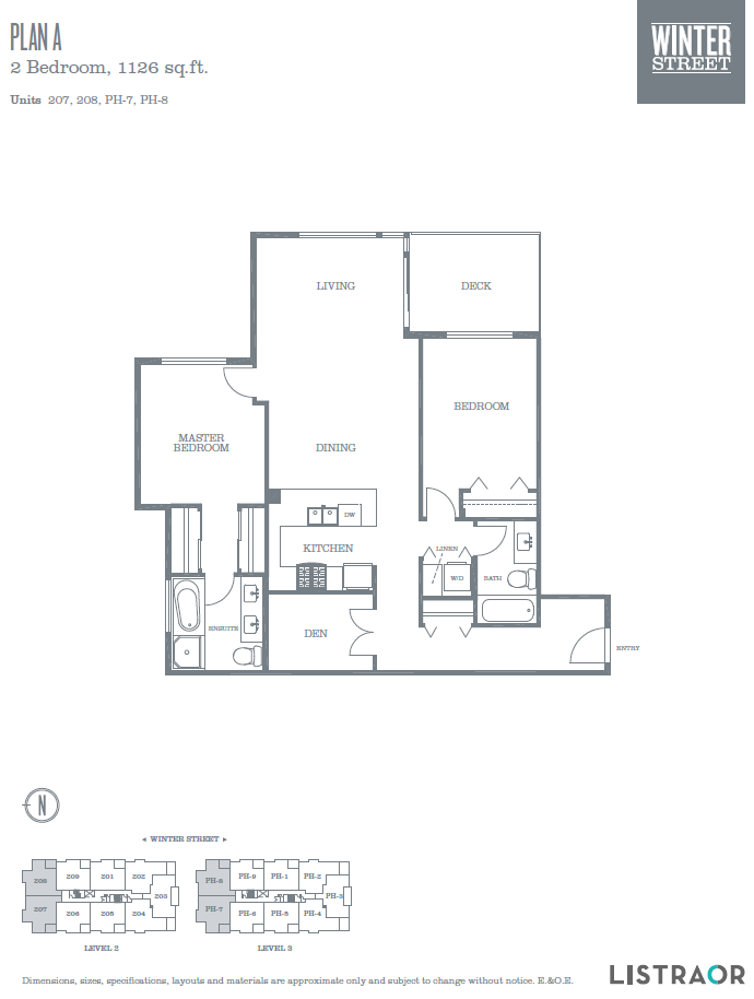 Spacious 2 bedroom White Rock floor plan at the Winter Street Apartments.