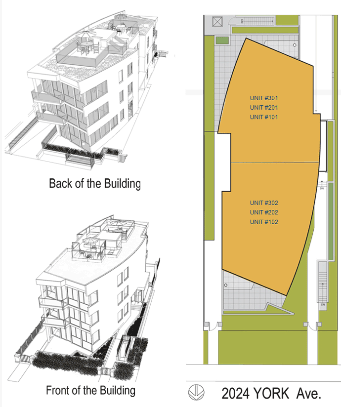 A render and siteplan of the new Kitsilano Vancouver real estate development at York Townhouses.