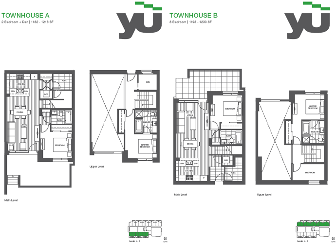 2 level Westside Vancouver YU Townhouse layouts.