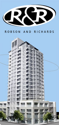The re-sale downtown Vancouver residences at the R&R condos are located at 488 Robson and Richards Streets. 