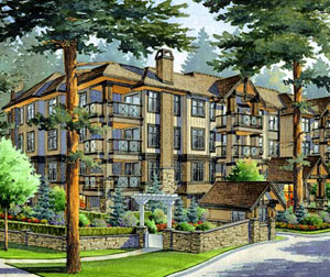 The beautiful West Coast craftsman architecture of the pre-construction Abbotsford condo apartments at Nature's Gate